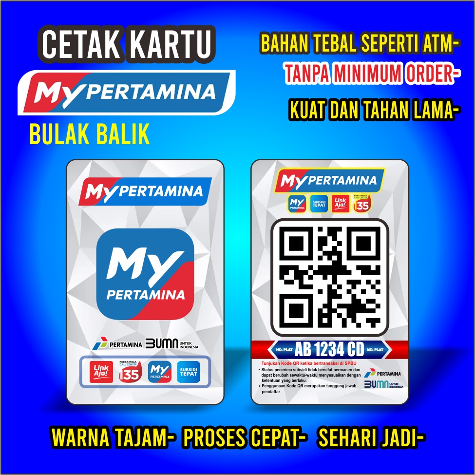 

CETAK KARTU MY PERTAMINA ( BISA CUSTOM FOTO DLL )