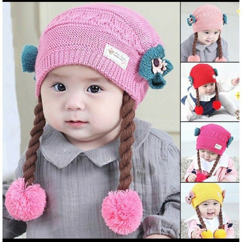 Kupluk Bayi Kepang Pita Custom Bordir Nama Suka-Suka / Polosan