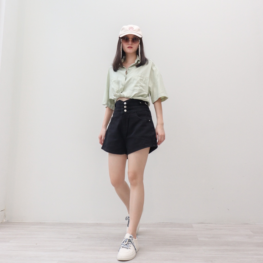 DEMORIN - Celana Pendek Highwaist Short Pants Wanita X3236