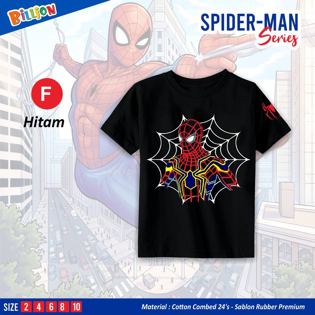 Kaos anak cowok Tshirt spiderman series by Billion