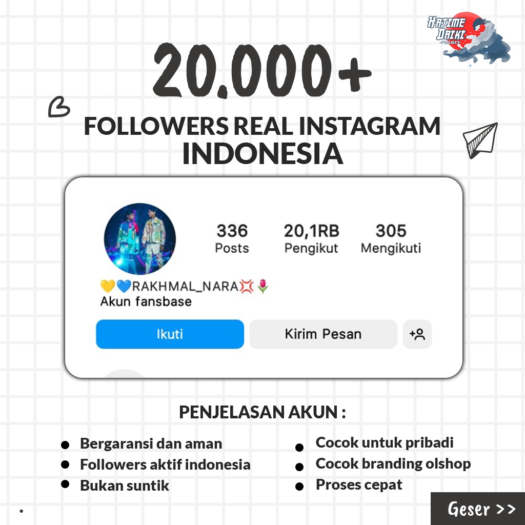 JUAL AKUN SOSMED 1G DOMINAN PEREMPUAN20K ++ FOLLOWERS REAL INDONESIA KONTEN AKTIF SIAP PAKAI