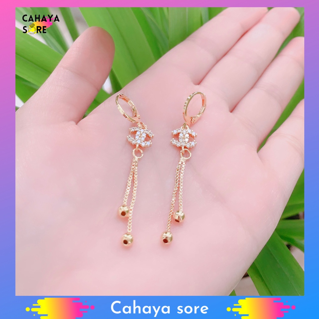 Anting Xuping Gold Anting Dewasa Model Clip Permata Pelangi AD33