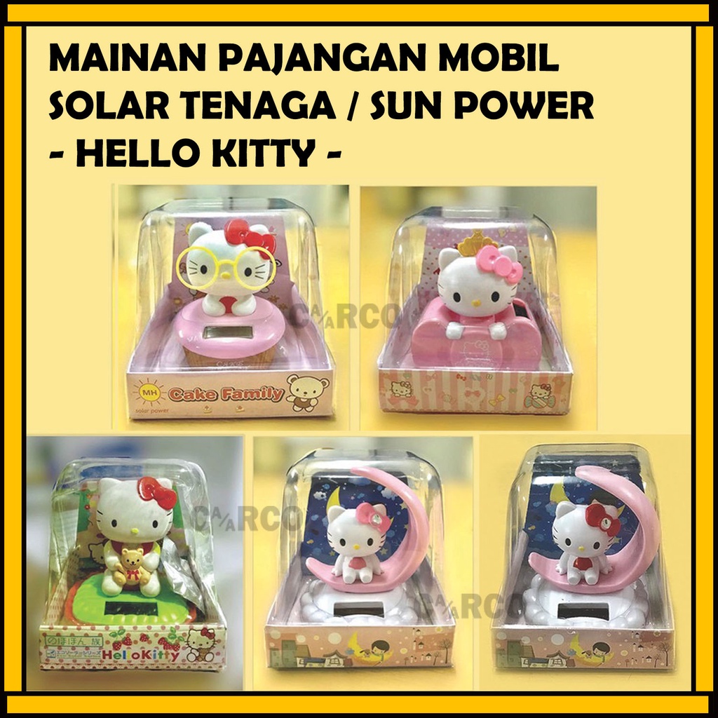 Mainan Pajangan Mobil Solar Tenaga Hello Kitty