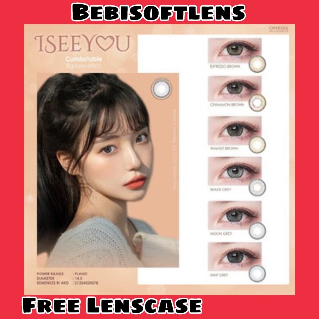 Softlens Omega I SEE YOU FLAT DIA 14.50mm MINUS MOON MINT ESPRESSO  (-0.50 s/d -3.25) Iseeyou GRAY Lensa Kontak