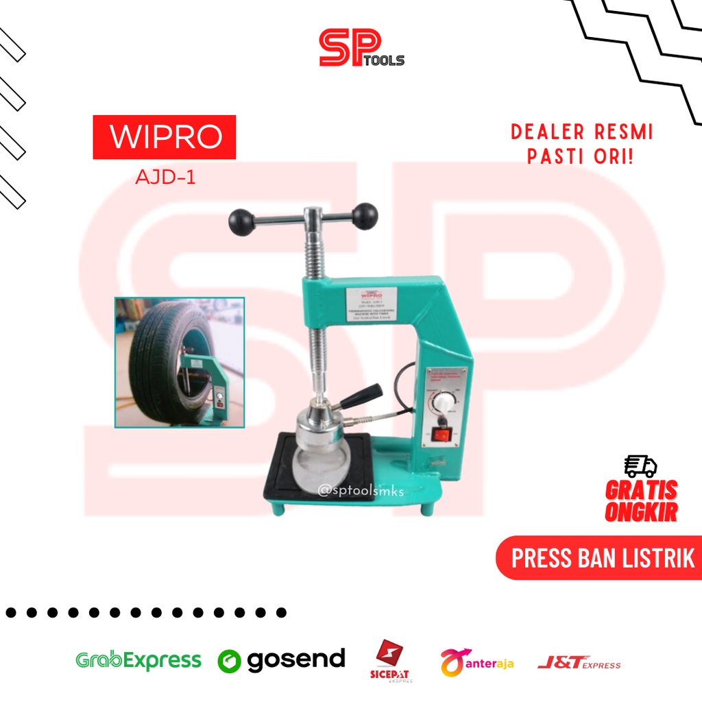 MESIN ALAT TAMBAL BAN / PRESS BAN / PRES BAN LISTRIK ELEKTRIK PEMANAS BAN TUBLESS WIPRO AJD-1
