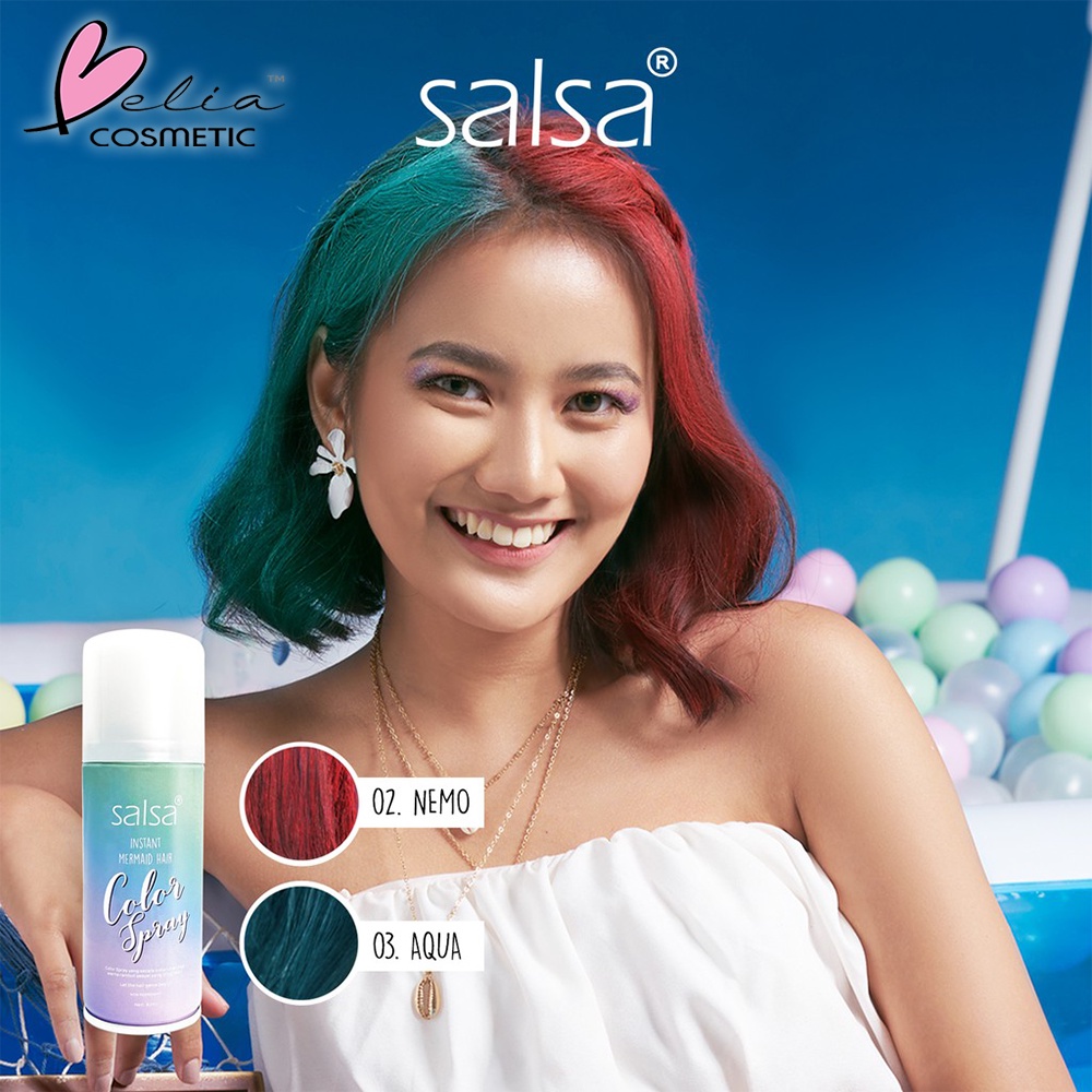 ❤ BELIA ❤ Salsa Instant Mermaid Hair Color Spray 80ml ✔️BPOM cat rambut semprot non permanen