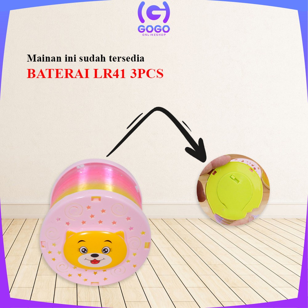 GOGO-M309 Mainan Slinky Rainbow Per Magic Spring Yoyo Cincin Ada Lampu / Maenan Per Pegas Pelangi Stress Toys