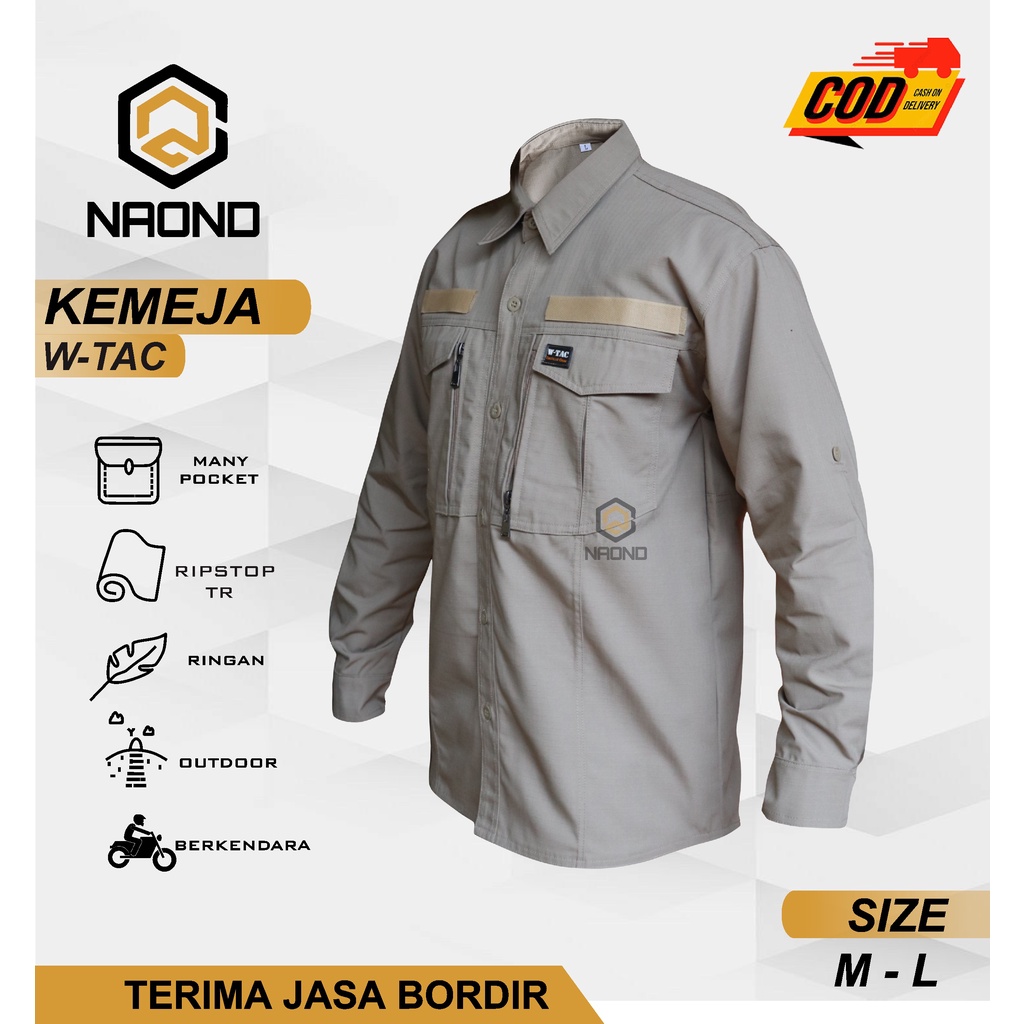 Kemeja Tactical W tac Ori Lengan Panjang Kemeja W-tac Kemeja Taktical Kemeja Outdoor Kemeja PDL PDH Lapangan Kemeja Tactical Pria Kemeja Putih Tactical Kemeja Kerja Kemeja Kantor Bordir BUMN