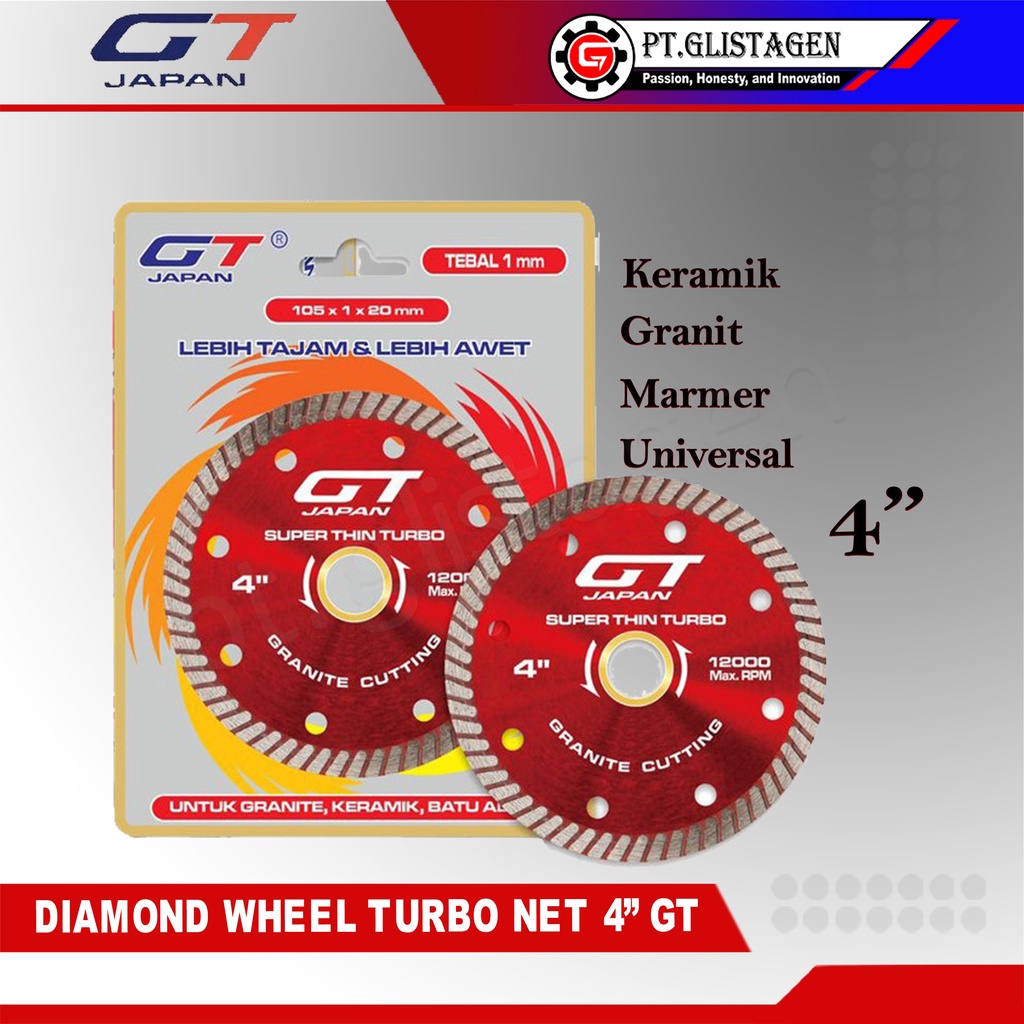 GT Diamond Wheel Turbo Super Thin Merah 4&quot; Mata Pisau Keramik Granit Marmer Universal