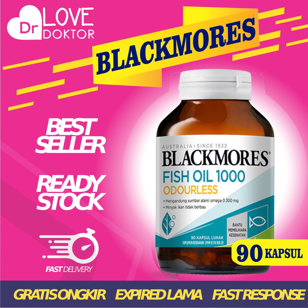 BLACKMORES ODOURLESS FISH OIL OMEGA 3 1000 MG 6 9 MINYAK IKAN DHA JANTUNG KOLESTEROL SENDI 90 KAPSUL
