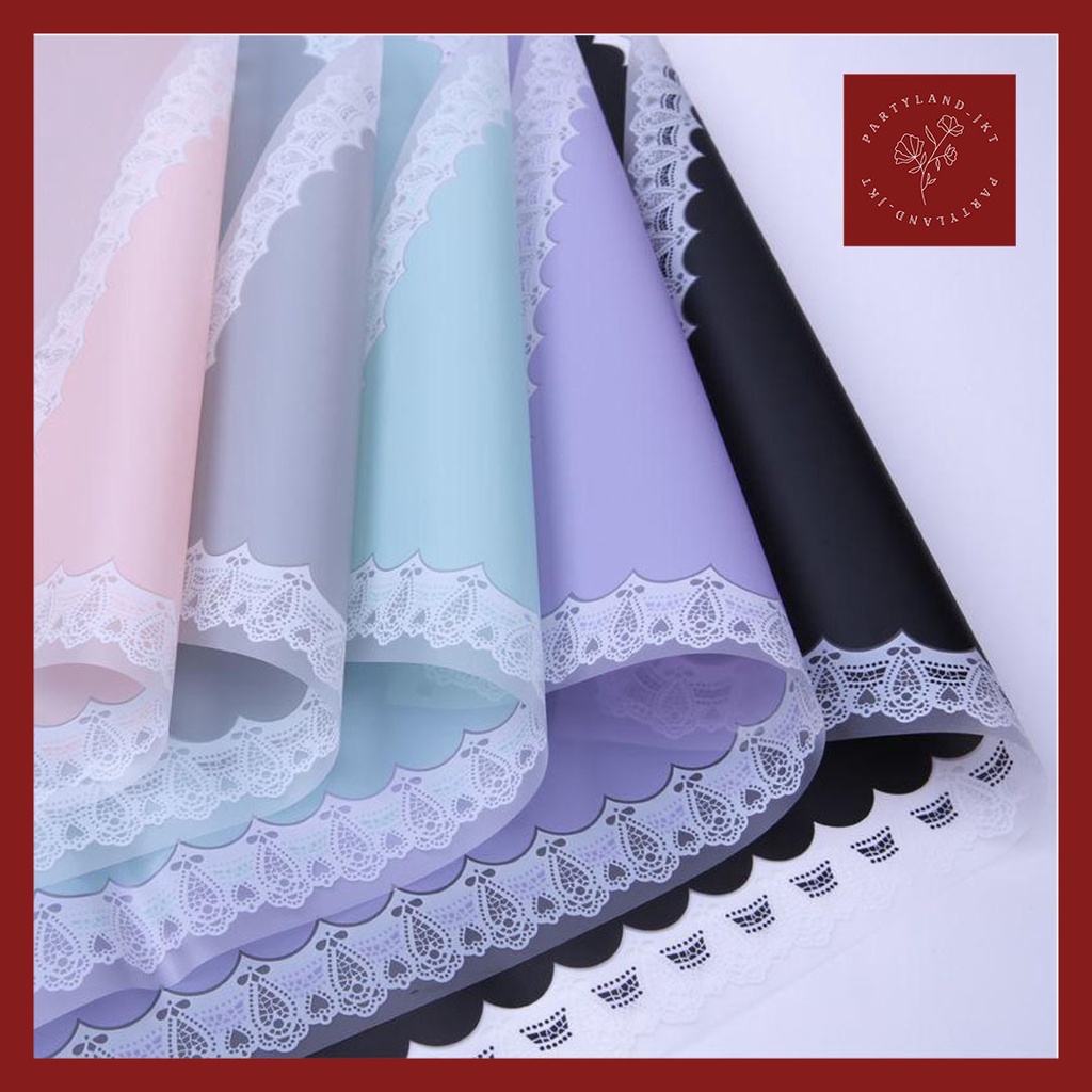 Lace Frame Flower Wrapping Cellophane Paper Waterproof Paper Kerts Buket Bunga Korean Wrapping Florist Material Hand Bouquet Kertas Bunga