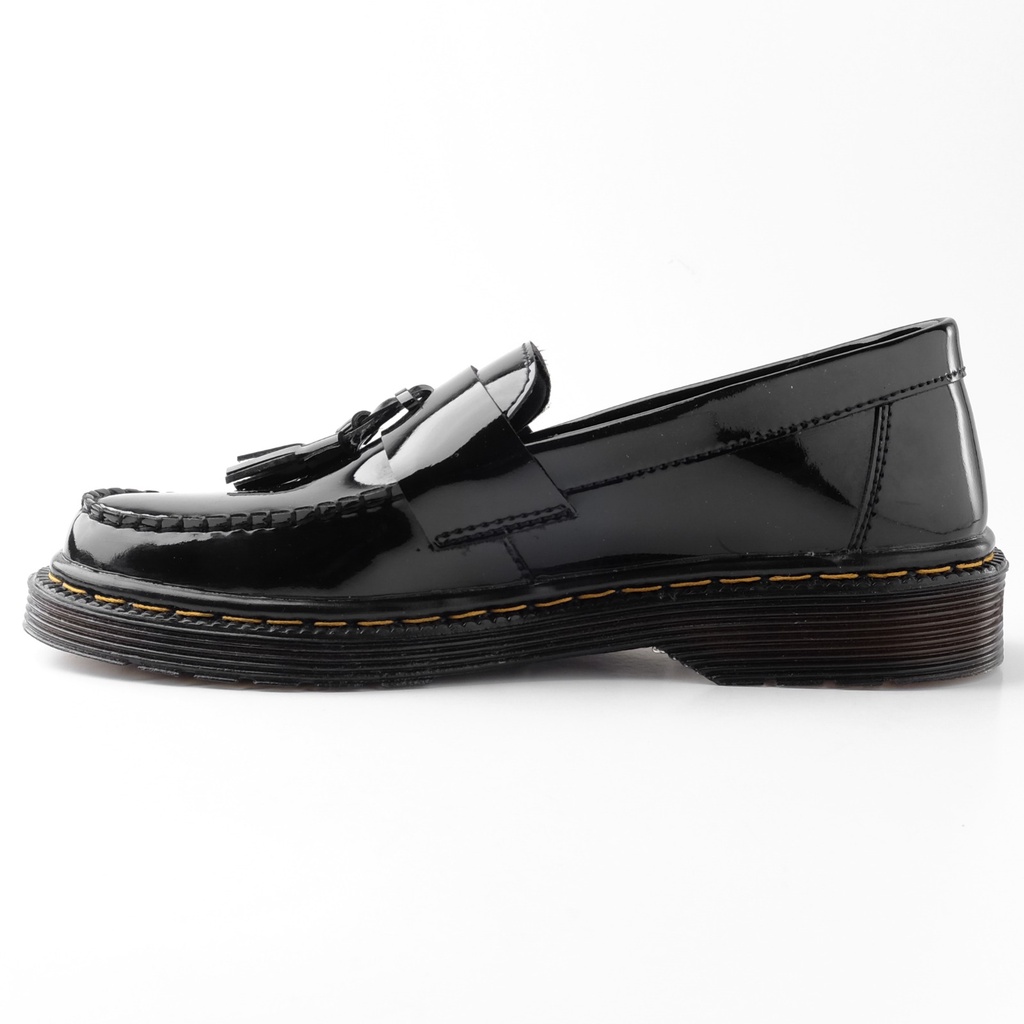 MS DOCMART GLOSY Sepatu Formal Pantofel Pria Casual Loafers Hitam Tali Kerja Kantor Kuliah Fashion Original Kulit Asli Luck