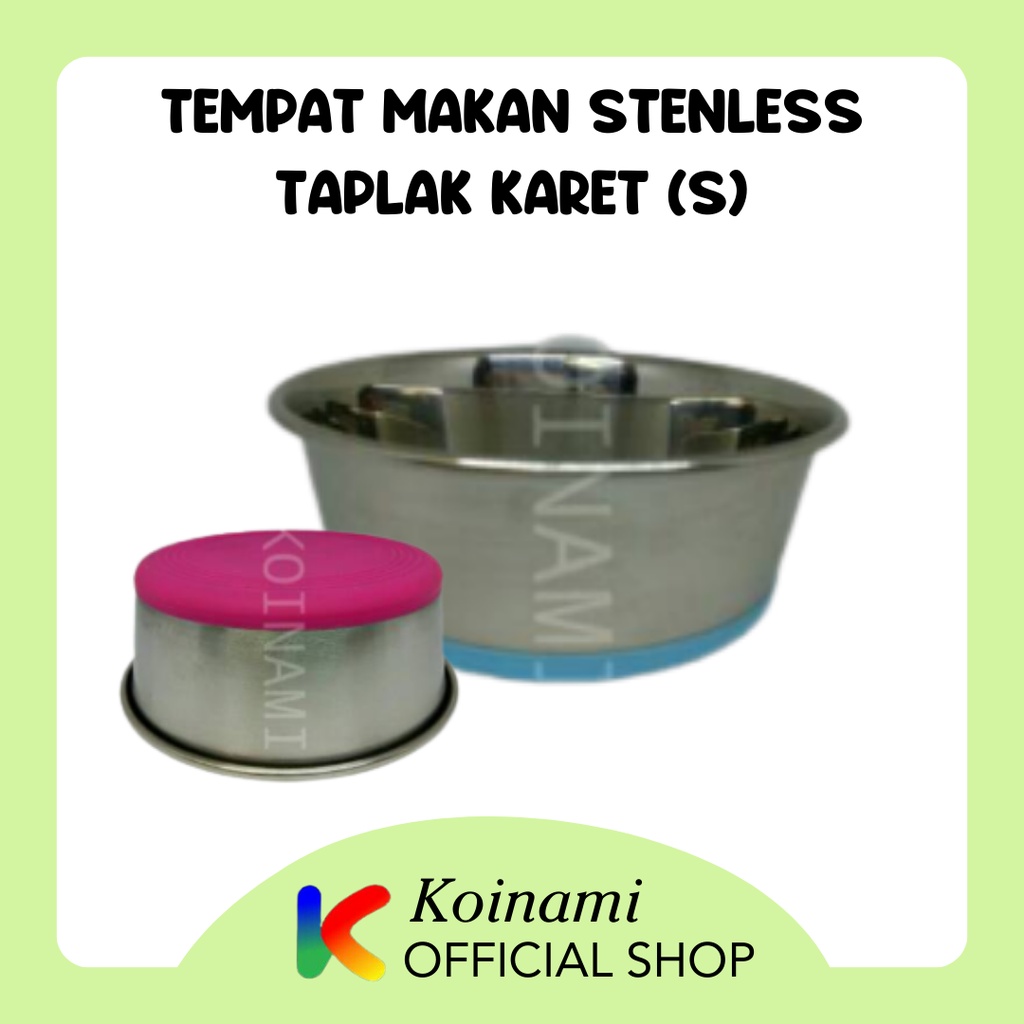 Tempat makan kucing anjing / tempat makan stenles S taplak karet / pet bowl