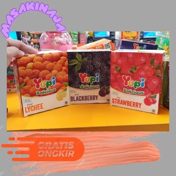 

◕.◕ YUPI Bolicious Box isi 24 Leci Strawberry Blackberry Mandarin Grape // 1PAK isi 24pcs aneka rasa - permen nikmat enak diskon termurah