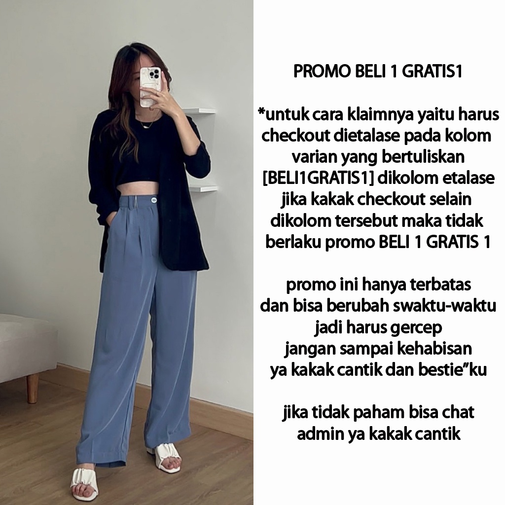 Highwaist Loose Pants Trousers Wanita Celana Anti Kusut Celana Kulot Wanita Celana Kantor Formal Celana Kantor Highwaist Premium