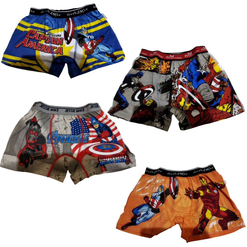 Celana Dalam Anak Laki2 Boxer Super Hero Jessie N Mike - Captain America