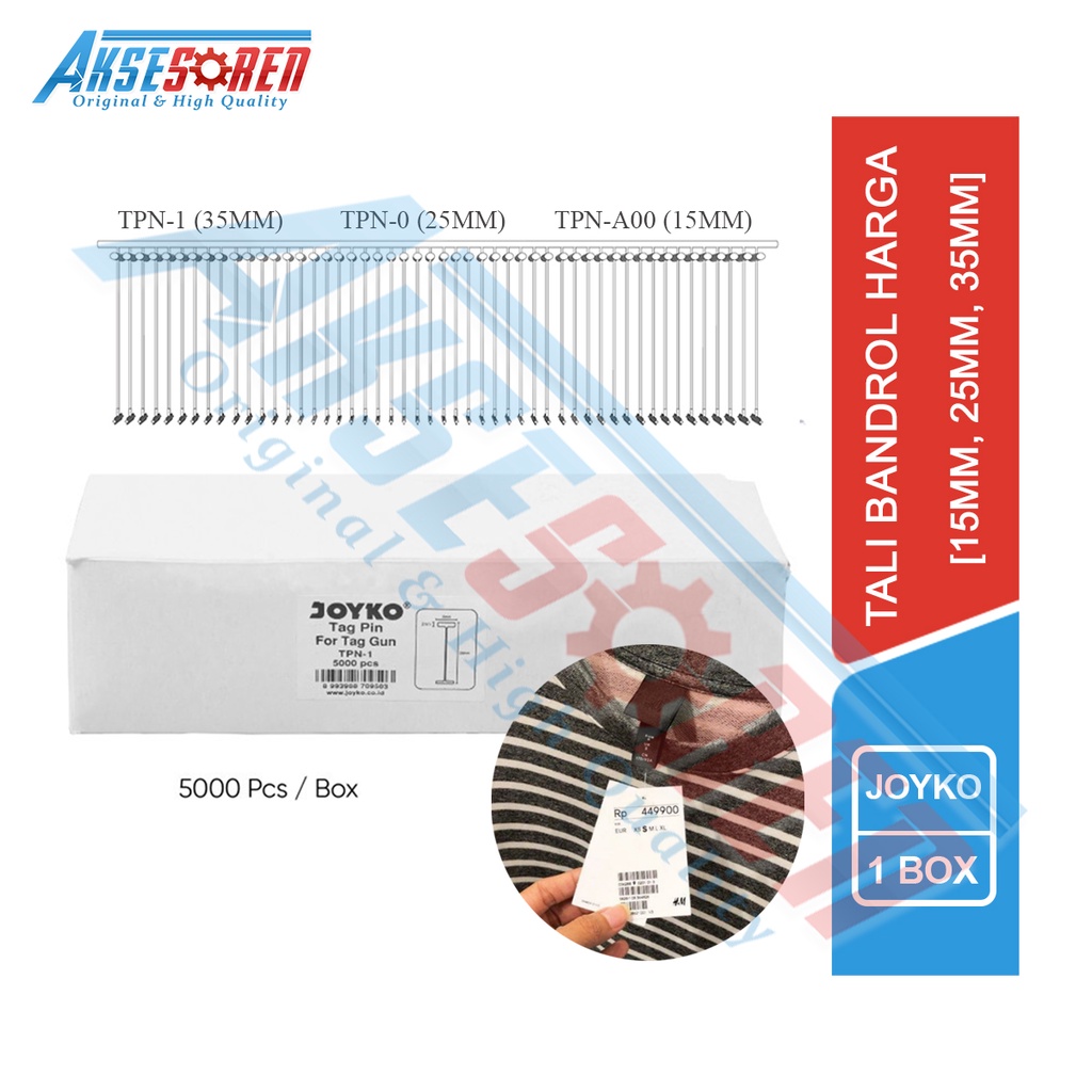 

Tag Pin Baju Joyko [TPN-1/5000 pcs] / Tali Label Bandrol Merek / Hang Tag Pin Loundry