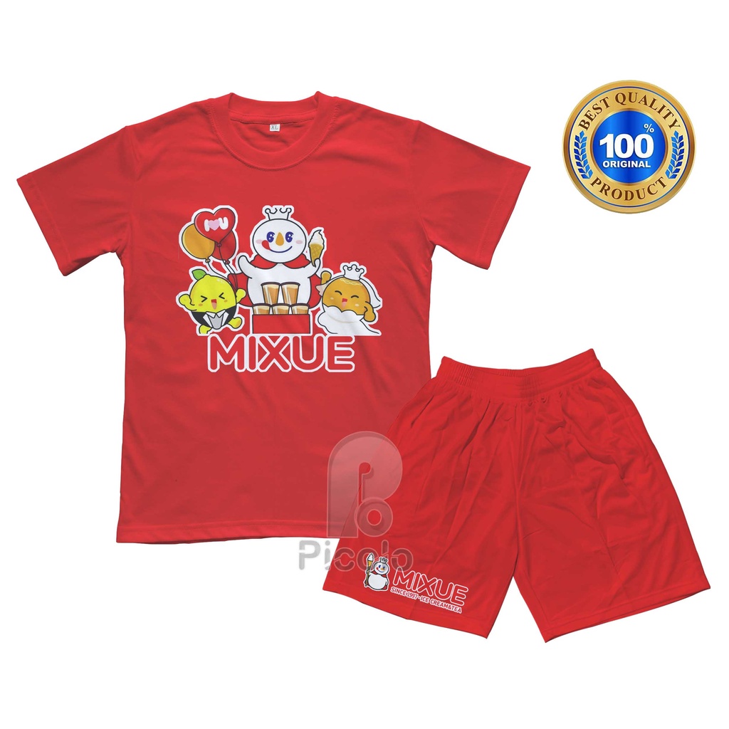 (FREE NAMA) BAJU KAOS SETELAN ANAK MOTIF MASKOT/LOGO MIXUE UNISEX