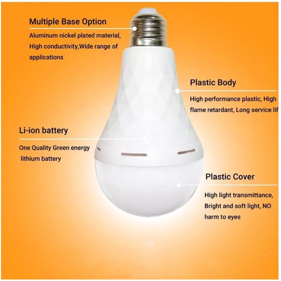 VALPRO Lampu Led Bohlam Bulb Emergency Magic Cas Charge Sentuh SNI AC DC 12 Watt 18 Watt 22 Watt (18 Watt)