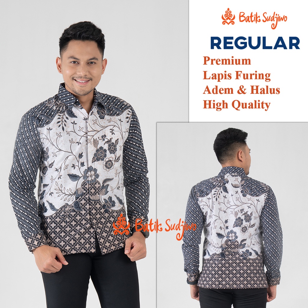 SUDJIWOBATIK 1140 Hem Kemeja Batik Pria Cowok Laki Laki Lengan Panjang Premium Lapis Furing Solo Laweyan Original