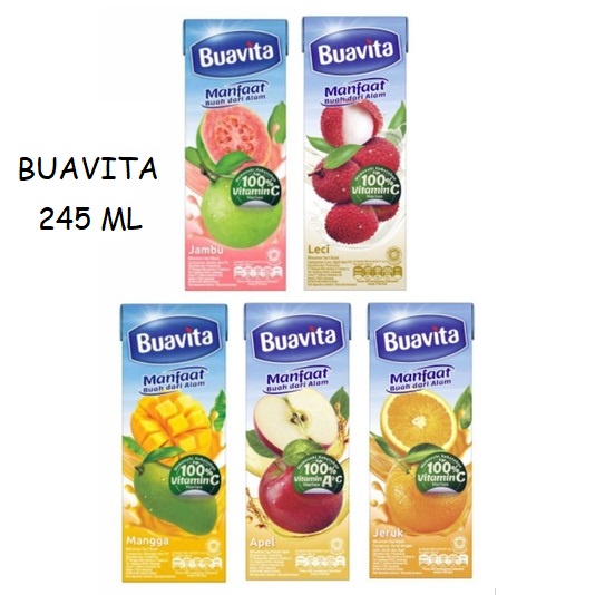 (Satuan) Buavita Jus Apple/Lychee/Mango/Guava/Orange 245 ML