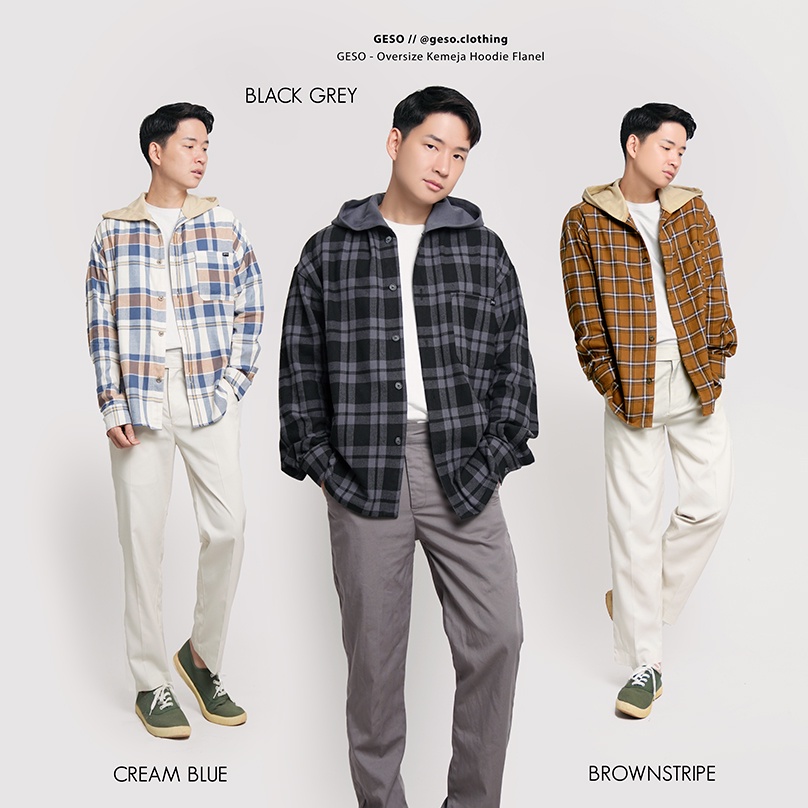 Geso - Oversize Kemeja Hoodie Flanel