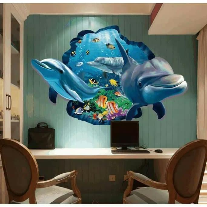Sticker Dinding 3D / Sticker Lantai 3D Dolphin