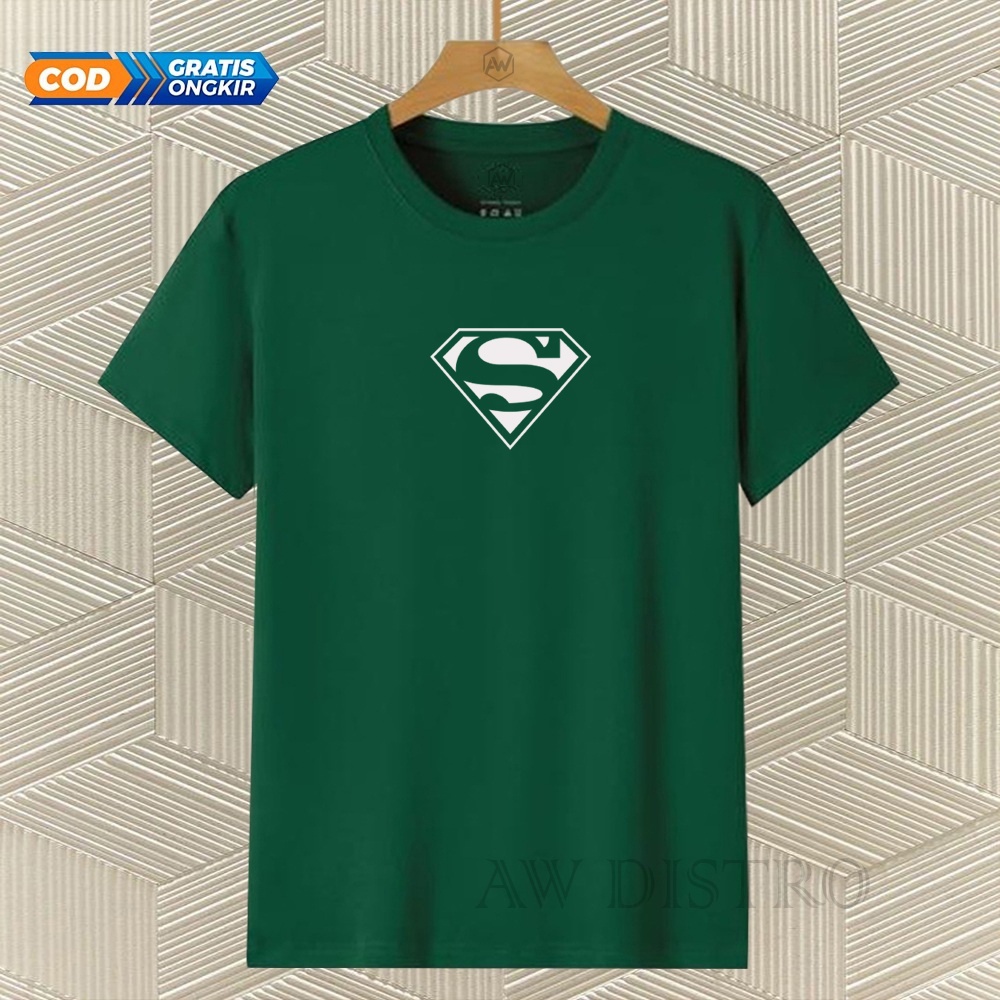 COD Baju Kaos Distro Superhero Text Putih Premium Quality Lengan Pendek