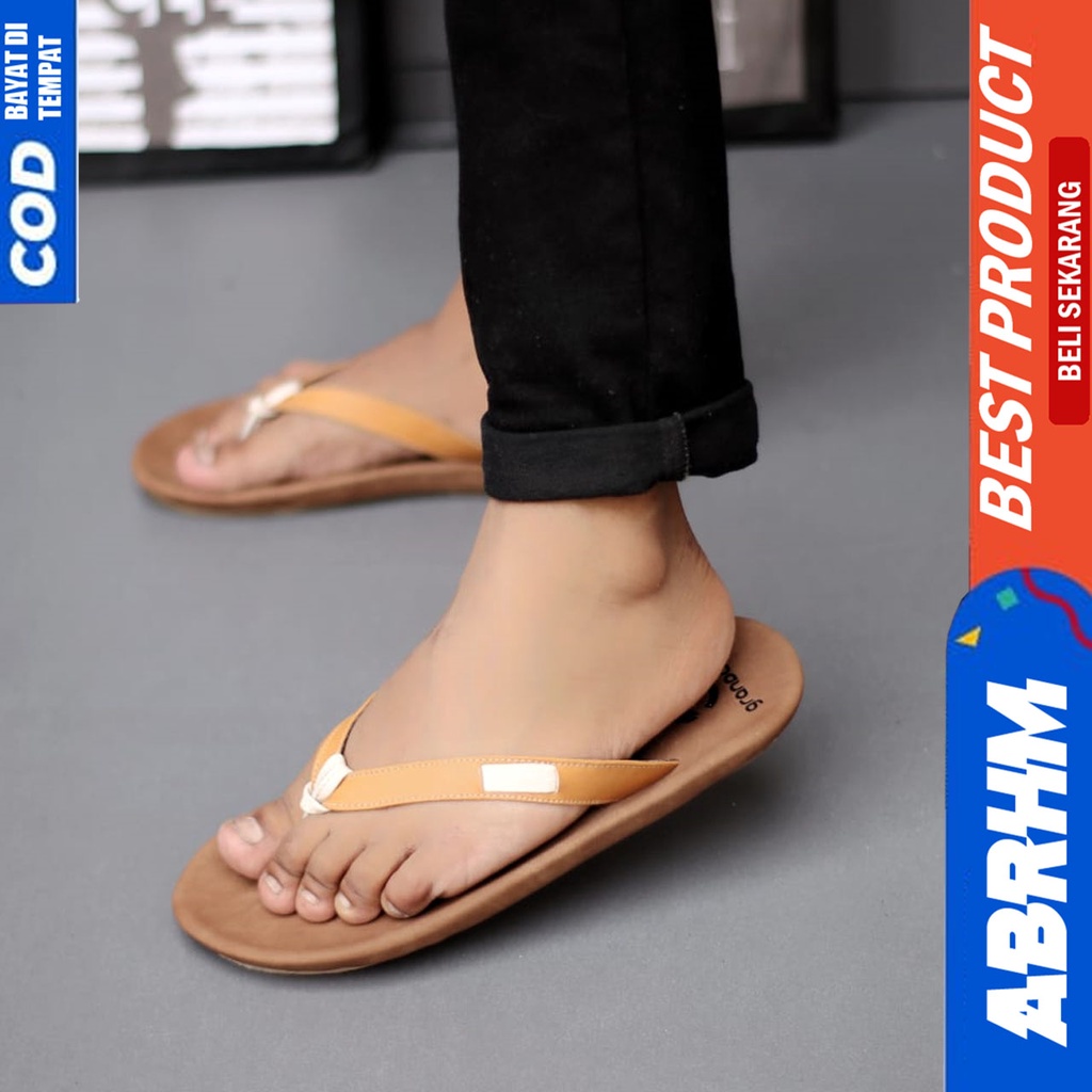 Sandal Jepit Pria Kulit Asli Dewasa Original Sendal Japit Pria Abrhm