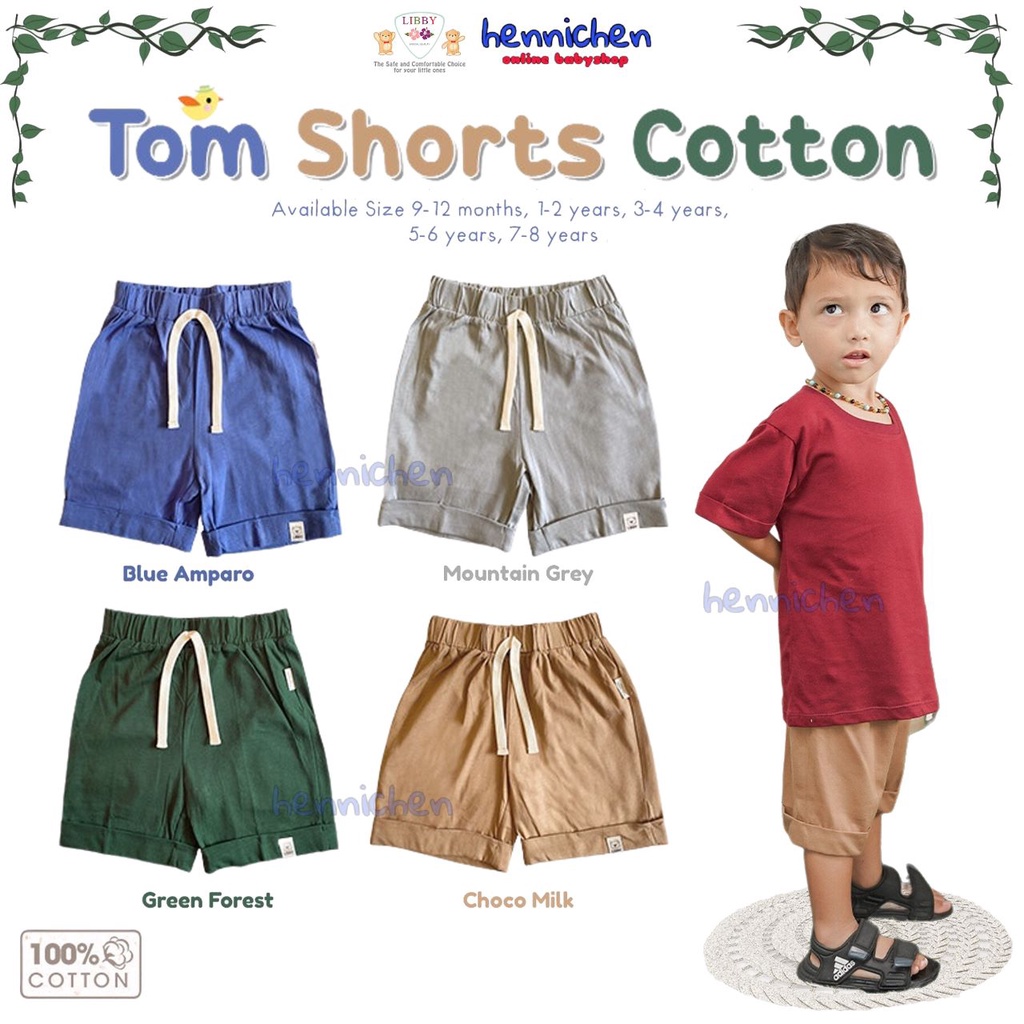 Libby Tom Short 9 Bulan - 8 Tahun Celana Pendek Denim / Anak Earth Series Unisex