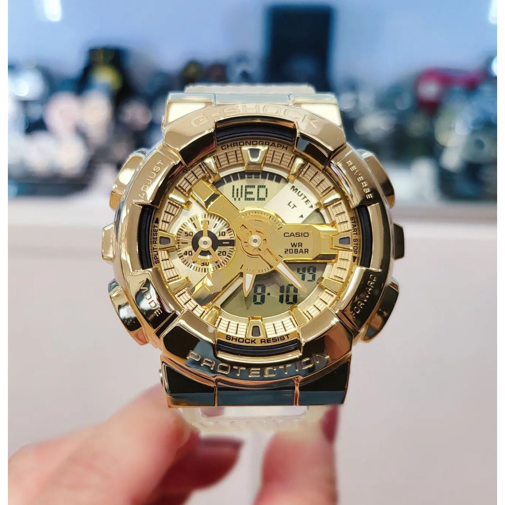 Jam Tangan Casio GShock Pria Wanita Limited Edition G-Shock GM-110SCM-1AER Gold Camouflage