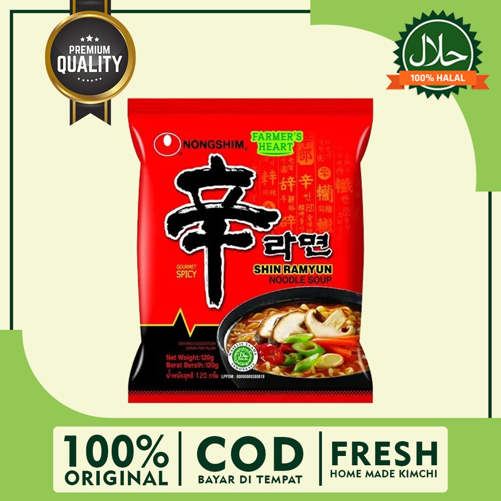

NONGSHIM SHIN RAMYUN NOODLE SOUP FARMER'S HEART HALAL HOT SPICY RASA PEDAS MIE KOREA INSTAN MAKANAN RINGAN