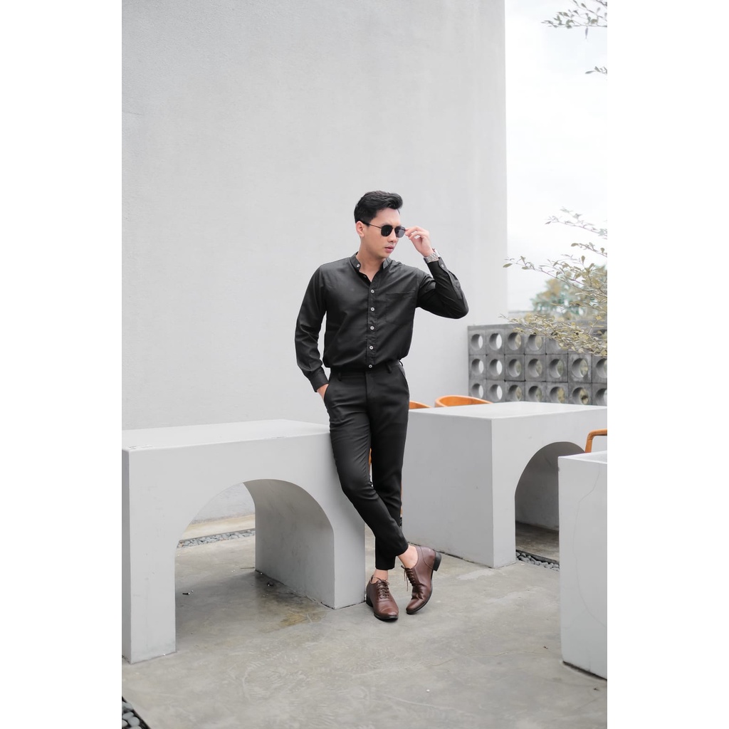 Celana Formal Kekinian Pria Kelas Bisnis Slim fit Super Premium Warna Hitam Bahan Dasar Kerja Kantor Celana Bahan Melar Ukuran Bigsize