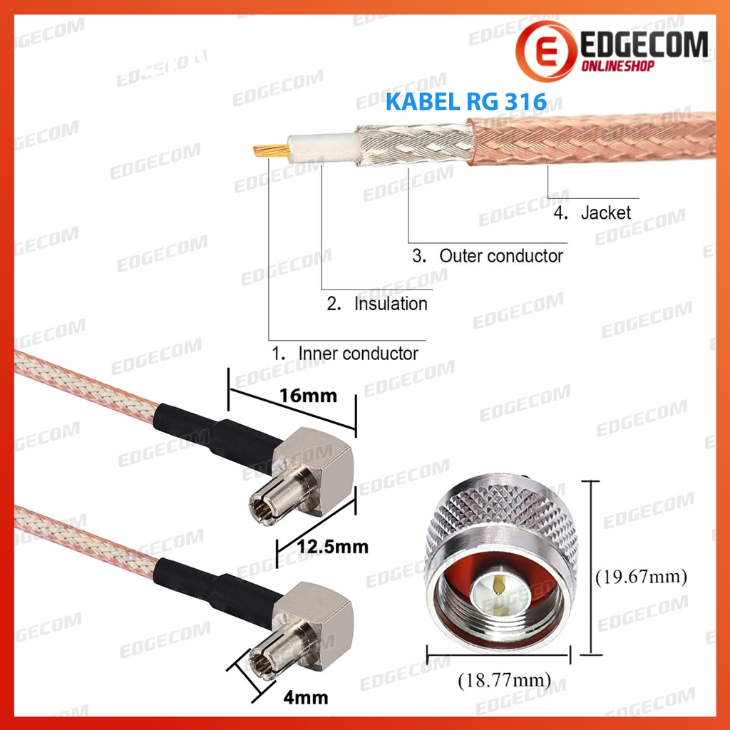 Pigtail N Male to Dual TS9 untuk Modem E5573 Orbit Max E5577 E8373