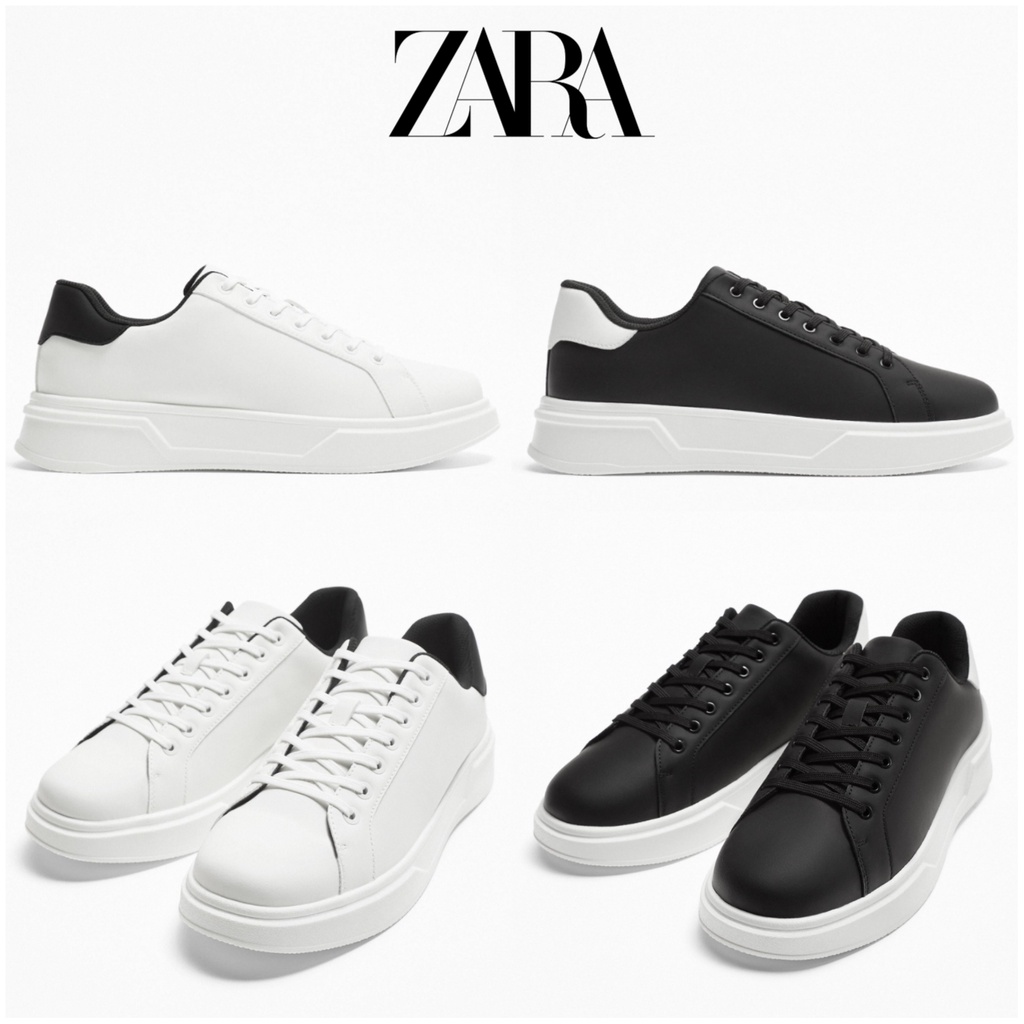 Sepatu Pria Zara Chunky Sole Sneakers Original Black White Man Shoes Casual Bamba Monokrom Sneaker C