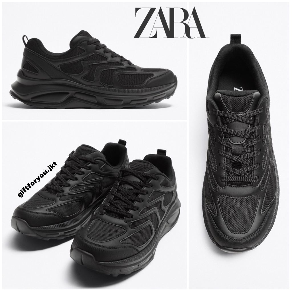 Sepatu Lari Pria Zara Man Monochrome Running Shoes Cowok Multi Piece Running Trainers Sneaker Man Sh