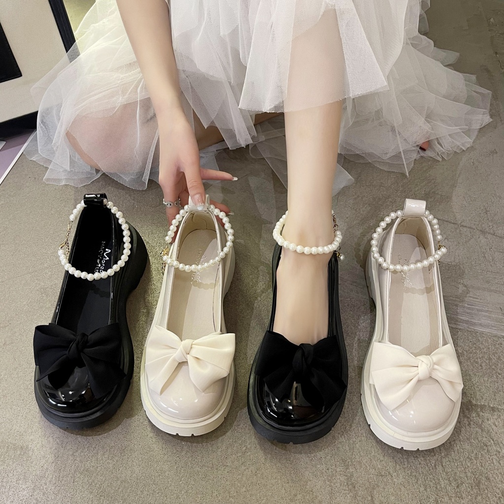 Sepatu Wanita Import 0214830 Sepatu Docmart Dengan Mutiara