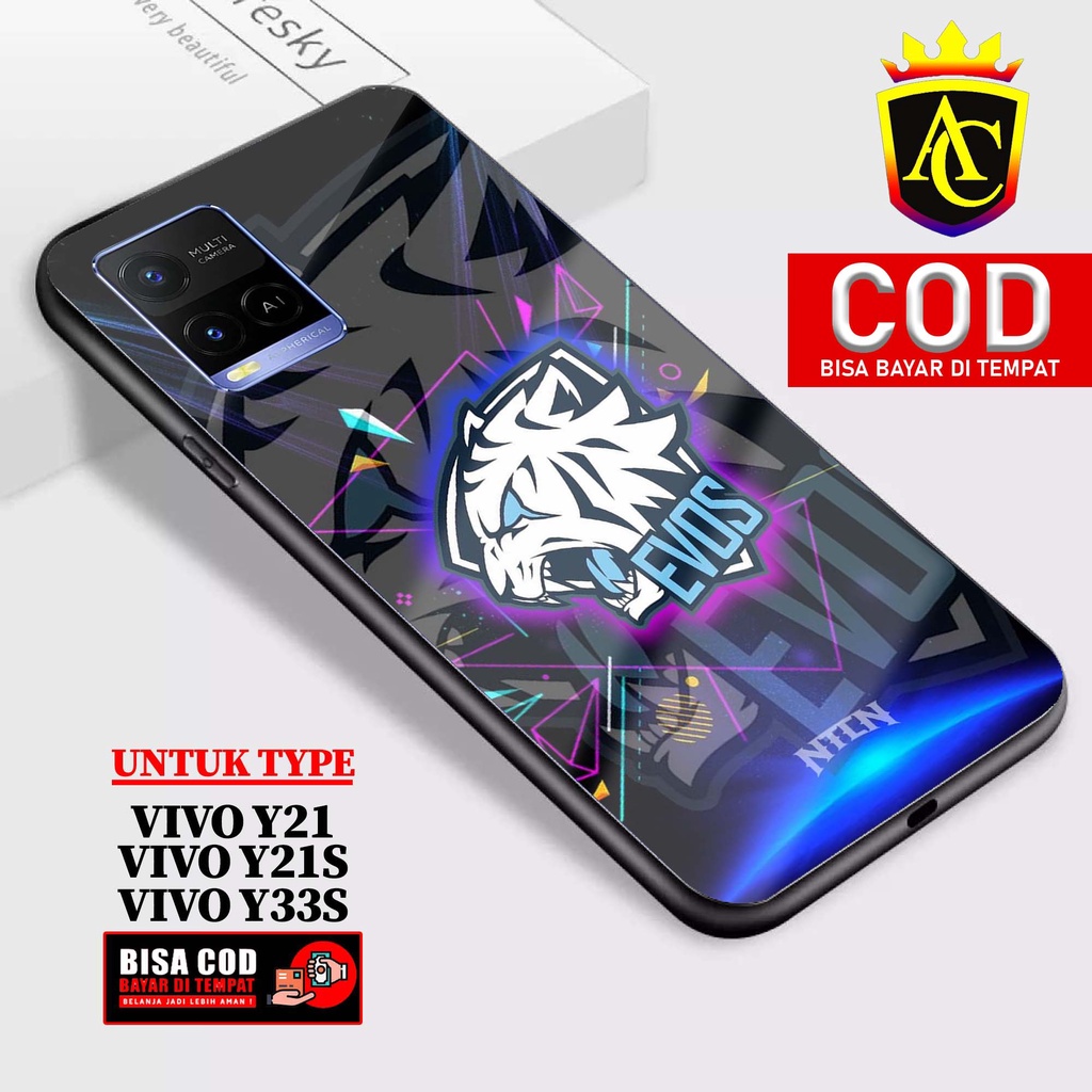 Case Vivo Y21 Y21S Y33S - Aneka Case - [ EVOS ] Softcase Glass - Hardcase Glossy hp Vivo Y21S Y21 Y3