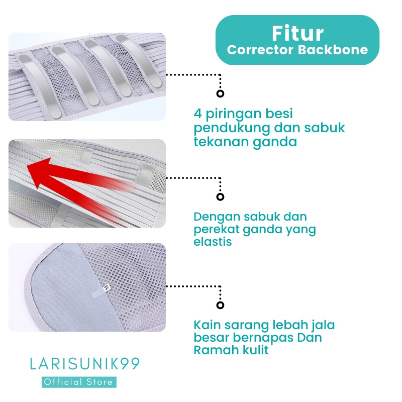 CORECTOR BACKBONE Korset Tulang Belakang  Lumbal Lumbar Korset Olahraga Terapi Pinggang Saraf Kejepit Kesehatan Tulang Belakang Sakit Pinggang Nyeri HNP LP Penyangga Tulang Belakang Sabuk Angkat Beban Kerja Berat Pria Premium