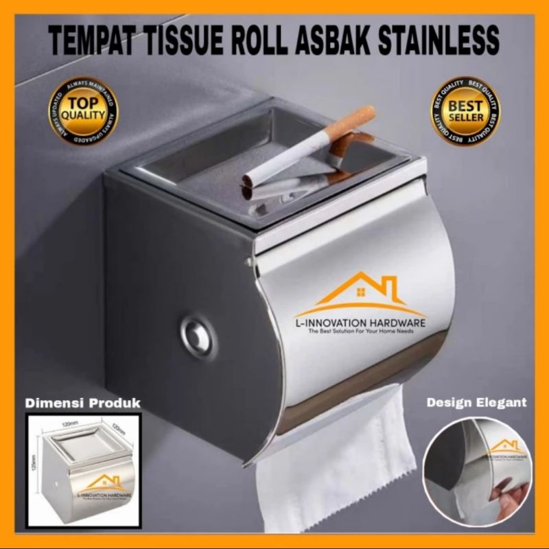 Tempat Tissue Roll Asbak Kotak Tisu Gulung Toilet Stainless Steel SUS 304