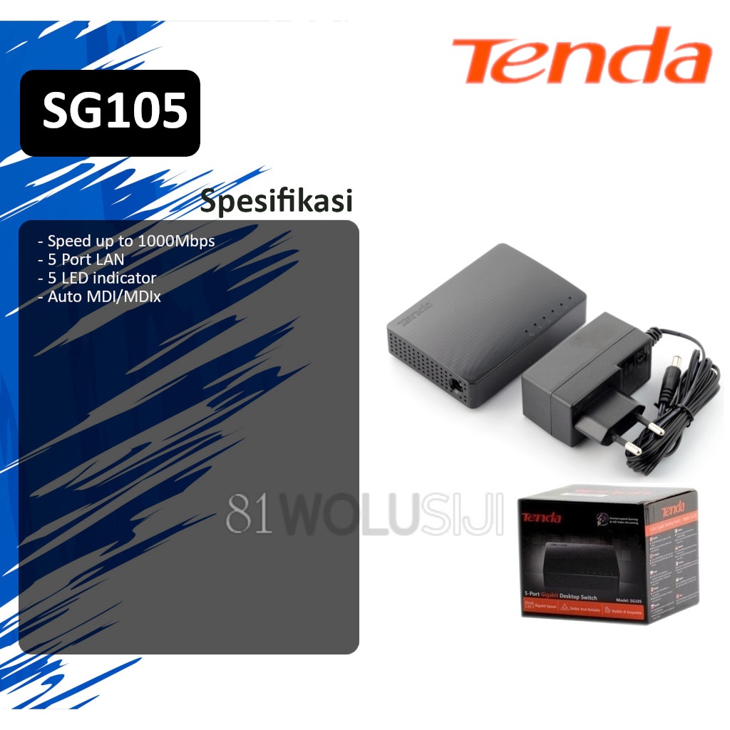 Tenda Switch/Hub SG105 10/100/1000Mbps (Gigabit) - Unmanaged