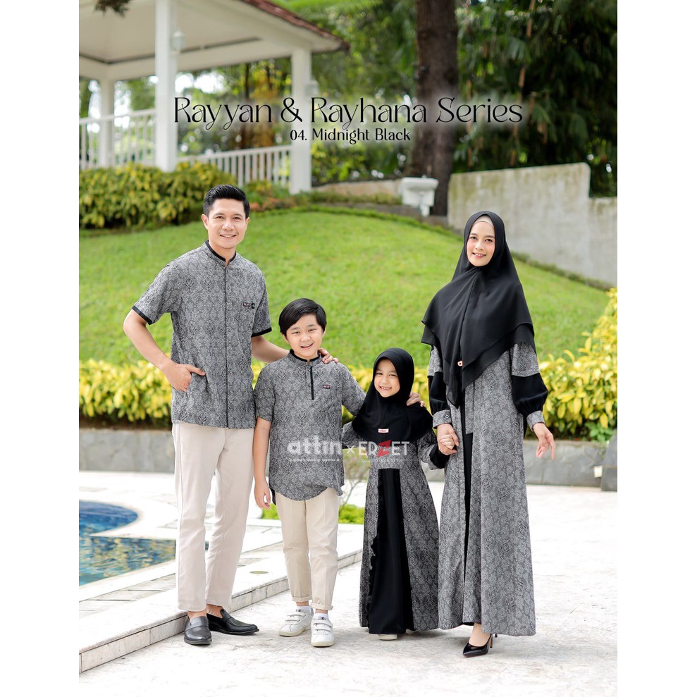 SALE READY STOCK SARIMBIT RAYYAN RAYHANA BY ATTIN FAMILY SET 2023 READY STOCK WARNA MIDNIGHT BLACK