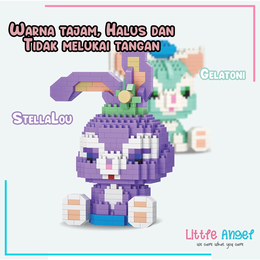 Mainan anak PUZZLE BALOK SUSUN DISNEY 3D DIY  Mainan Edukasi Bayi Puzzle Brick Mini Kartun Karakter Hadiah Toy Gift Nano Blok POP LinaBell StellaLou