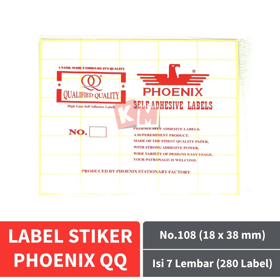 Label Stiker Phoenix QQ No.108 Kertas Harga Nama Undangan 18 x 38 mm