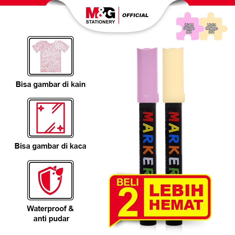 

M&G [ BUNDLE ] Acrylic Marker Multifungsi Paint Marker Spidol Akrilik Warna Purple + Orange