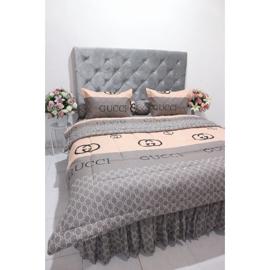 Set Bed Cover Sprei Katun Premium Terlaris homemade motif Gucci