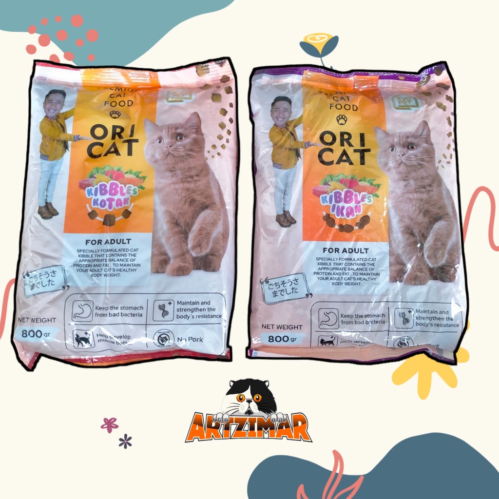 Ori Cat Adult Makanan kucing dewasa Ori Cat bentuk ikan kotak