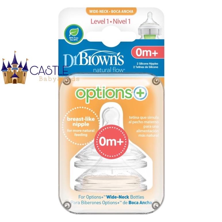 Castle - Dr. Browns Options+ Wide Neck Silicone Nipple 2PK - Dot Botol Susu