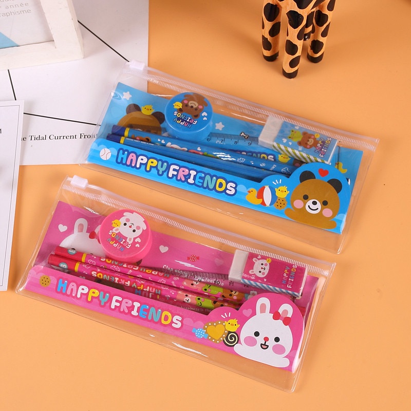 

Paket Alat Tulis Stationery Set Tempat Pensil Transparan ATK TOYSFORHOME