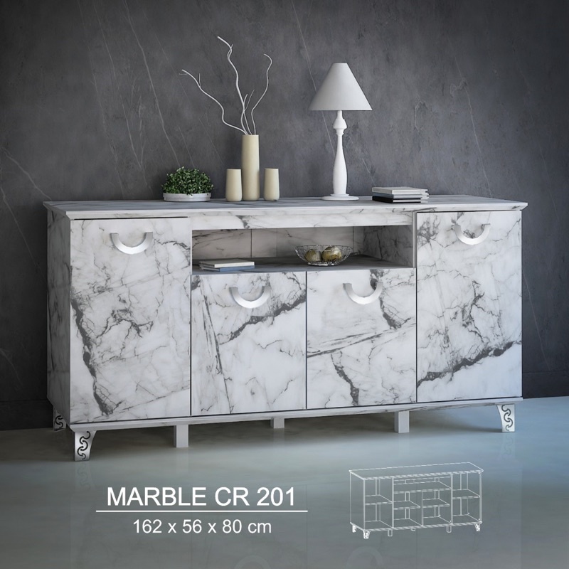 Buffet tv / meja tv marmer modern berkelas